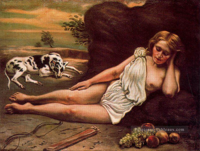 Diana dormir dans les bois 1933 Giorgio de Chirico surréalisme métaphysique Peintures à l'huile